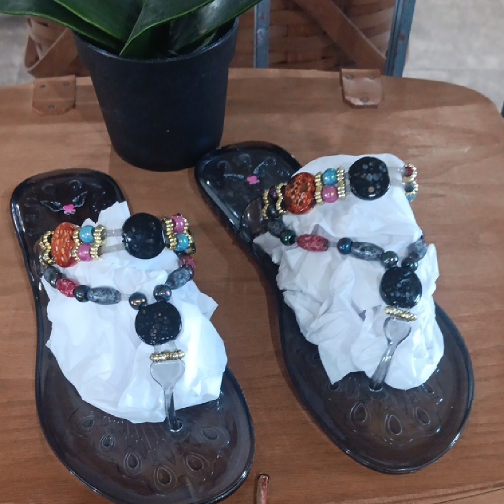 Penny Loves Kenny Black Gels with Embellished Straps